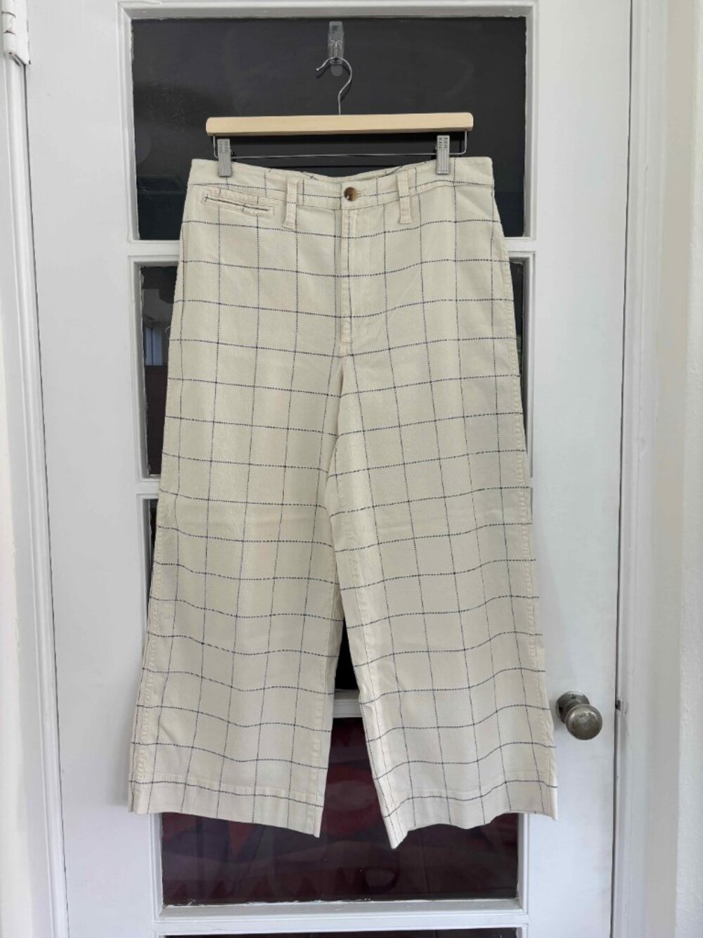 Slim Emmett Wide-Leg Crop Pants in Windowpane